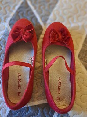 Carter's Red Velvet Slip on Shoe with Bow, Size 12